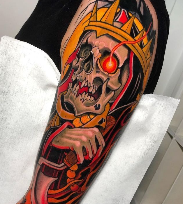 Tatuagem masculina estilo Estilo neo tradicional