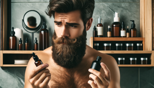 homem passando produto para barba crescer