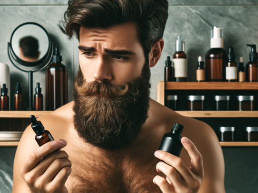 homem passando produto para barba crescer