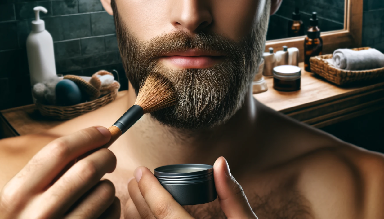 homem usando produto na barba