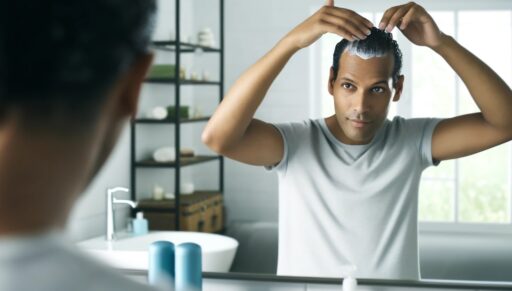 homem hidratando o cabelo em casa