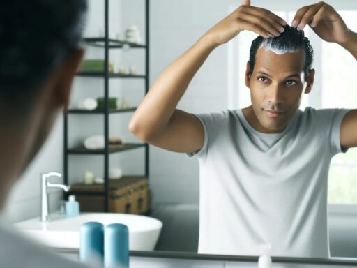 homem hidratando o cabelo em casa